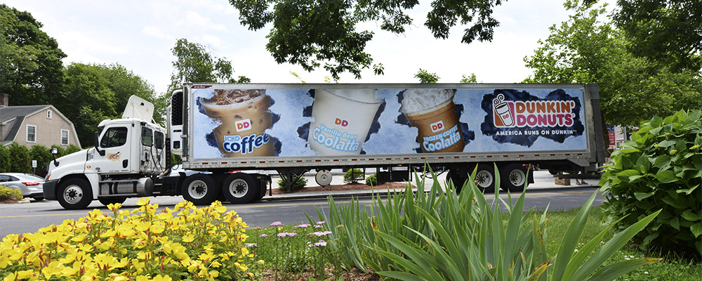 Dunkin Donuts truck media featuring KWIK ZIP Graphic System